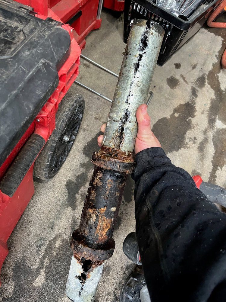 Old corroded galvanized pipe before replacement